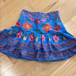 FARM Rio Blue Mini Bubble Skirt with Tiered Design for Resort Wear